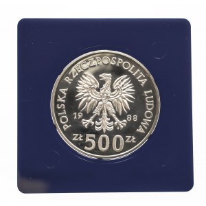 Polska, PRL 1944-1989, 500 złotych 1988, XIV Mistrzostwa Świata w Piłce Nożnej.