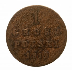 Królestwo Polskie, Aleksander I 1815-1825, 1 grosz polski 1819 IB, Warszawa - bardzo rzadki