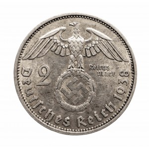Niemcy, III Rzesza 1933-1945, 2 marki 1938 A, Hindenburg