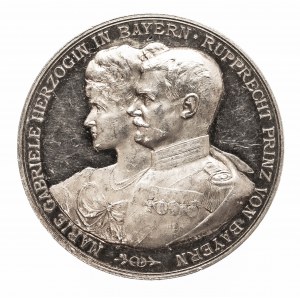 Niemcy, Bawaria, medal zaślubinowy Księcia Rupperta z Marią Gabrielą, 1900, srebro