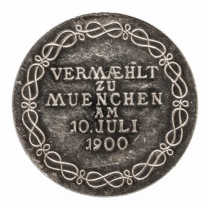 Niemcy, Bawaria, medal zaślubinowy Księcia Rupperta z Marią Gabrielą, 1900, srebro