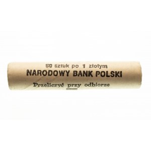 Polska, PRL 1944-1989, rulon bankowy 1 złoty 1990 (50 szt.)