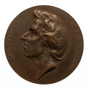 Medal, Fryderyk Chopin 1899 - dla uczczenia 50. rocznicy śmierci brąz