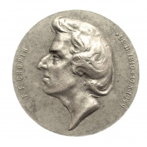 Medal, Fryderyk Chopin 1899 - dla uczczenia 50. rocznicy śmierci, biały metal