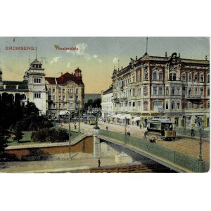 Bydgoszcz, Bromberg Theaterplatz, tramwaj 1911