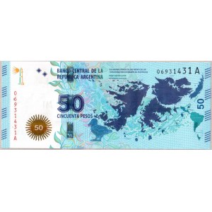 Argentina  50 Pesos 201 5Banknote.  KM...