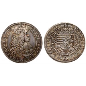 Austria 1 Thaler 1668 Hall. Leopold I(1657-1705). Averse: With lion's head in shoulder drapery...