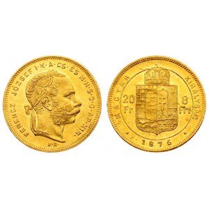 Austria Hungary 8 Forint 20 Francs 1876 KB Franz Joseph I(1848-1916). Averse: Laureate head right...