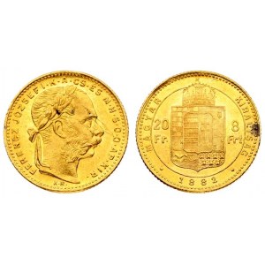 Austria Hungary 8 Forint 20 Francs 1882 KB Franz Joseph I(1848-1916). Averse: Laureate head right...