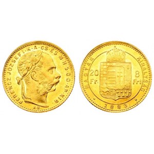 Austria Hungary 8 Forint 20 Francs 1883 KB Franz Joseph I(1848-1916). Averse: Laureate head right...