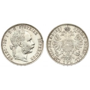 Austria 1 Florin 1887 Vienna Franz Joseph I(1848-1916). Averse: Laureate head right. Reverse...