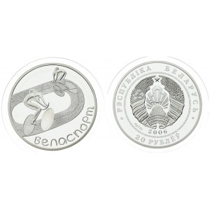 Belarus 20 Roubles 2006 Cycling. Averse: National arms. Reverse: Two bikes on track. Silver. KM 359...