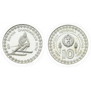 Bulgaria 10 Leva 1984 Winter Olympics. Averse: National arms above denomination...