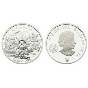 Canada 20 Dollars 2007 Elizabeth II (1952-). International Polar Year. Silver. KM 737...