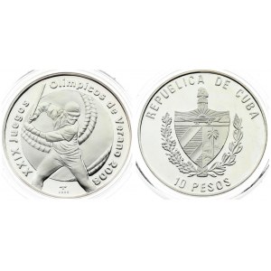 Cuba 10 Pesos 2006 XXIX Olympics. Averse: Cuban arms. Reverse: Baseball player with bat...