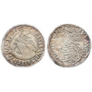 Denmark 1 Mark 1618 Christian IV(1588-1648). Averse: Crowned king Bust. Reverse...