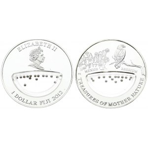 Fiji 1 Dollar 2012 Treasures of Mother Nature Series. Elizabeth II China - Rhodium...