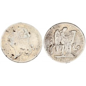 France 1 ECU 1793 A Louis XVI(1774-1793). Averse: Head left. Averse Legend...