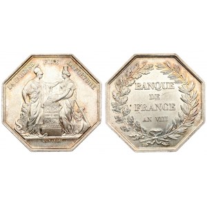France Octagonal silver Medal AN VIII (1800) from Dumarest. To the bank of France...