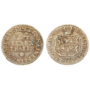 Germany Saxony 1/24 Thaler 1763 EDC Friedrich Christian (1763). Averse: Crowned arms. Reverse...