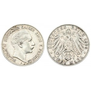 Germany Prussia 2 Mark 1899 A. Wilhelm II (1888-1918). Averse: Head right. Reverse...