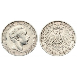 Germany Prussia 2 Mark 1904 A. Wilhelm II (1888-1918). Averse: Head right. Reverse...