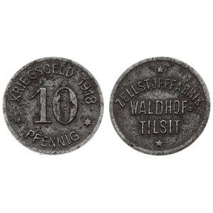 Germany 10 Pfennig 1918 Tilsit. Iron emergency money coins pulp factory Waldhof Tilsit 1918. Iron...