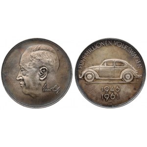 Germany Medal  5 million Volkswagen 1945-1961. Averse: Bust on the left. Reverse...