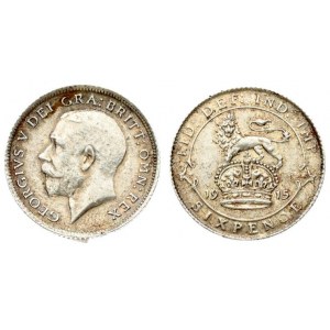 Great Britain 6 Pence 1915. George V(1910-1936). Averse: Head left. Reverse...