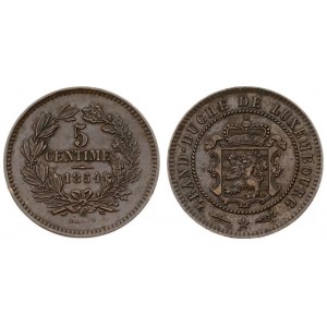 Luxembourg 5 Centimes 1854 (u) William III (1849-1890). Averse...