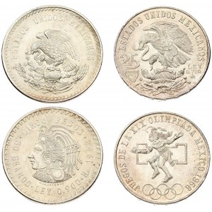 Mexico 5 Pesos 1948 & 25 Pesos 1968 Summer Olympics - Mexico City; National arms eagle left. Silver...