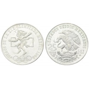 Mexico 25 Pesos 1968 Mo Summer Olympics - Mexico City. Averse: National arms eagle left. Reverse...