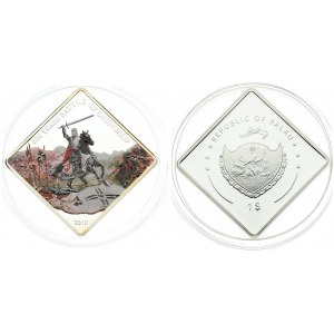Palau 1 Dollar 2010 Battle of Grunwald. Reverse: Warrior on horseback in color. Silver. KM 267...