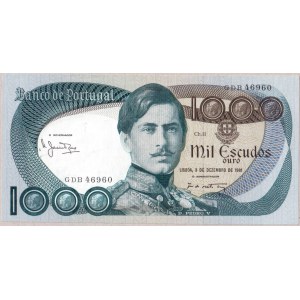 Portugal 1000 Escudos 1981 Banknote. Pedro V - Locomotive. P...