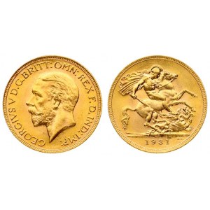 South Africa 1 Sovereign 1931 George V(1910-1936). Averse: Modified effigy; slightly smaller bust...