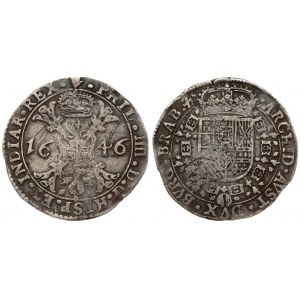 Spanish Netherlands BRABANT 1 Patagon 1646 Antwerp. Philip IV(1621-1665). Averse...