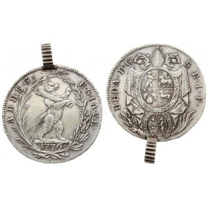Switzerland Saint Gall 1/2 Thaler 1776  Averse: Mitre above mantled oval arms above sprigs...