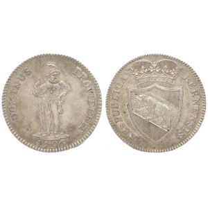 Switzerland BERN 1/2 Thaler 1796. Averse: Crowned spade arms of Bern. Averse Legend...