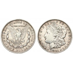 USA Morgan 1 Dollar 1921 D Denver. Averse legend: E. PLURIBUS. UNUM // (DATE). Averse description...