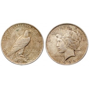 USA 1 Dollar 1922  Peace Dollar Philadelphia. Av.: LIBERTY // 1922...