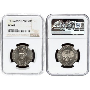 Poland 20 Zlotych 1983 MW. Averse: Eagle with wings open; value below. Reverse...