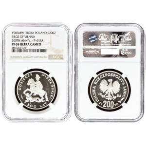 Poland 200 Zlotych 1983MW PROBA. Averse: Eagle with wings open divides date. Reverse...
