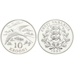 Estonia 10 Krooni 1992 Averse: National arms wreath surrounds date below. Reverse...