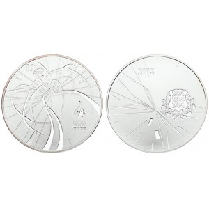 Estonia 12 Euro London Olympics. Averse: National arms. Reverse: Ribbons; Olympic rings and flame...