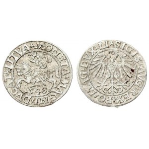 Lithuania 1/2 Grosz 1548 Vilnius. Sigismund II Augustus (1545-1572) - Lithuanian coins Vilnius. LI ...