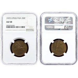 Lithuania 50 Centų 1925 Averse: National arms. Reverse: Value to right of sagging grain ears...