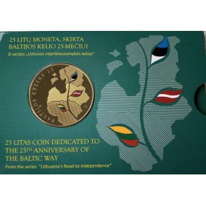 Lithuania  25 Litai 2014 Lithuania's road to independence 25th Anniversary. Averse: Vytis left...