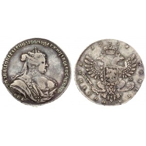 Russia 1 Poltina 1738  Anna Ioannovna (1730-1740). Averse: Bust right with jeweled hairpiece...