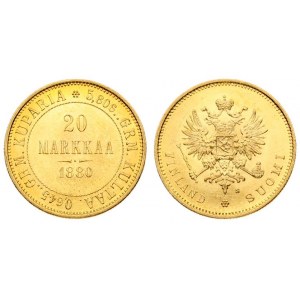 Russia for Finland 20 Markkaa 1880 S Alexander II (1854-1881). Averse...