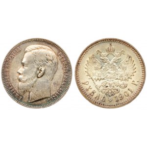 Russia 1 Rouble 1901 (ФЗ) St. Petersburg. Nicholas II (1894-1917). Averse: Head left. Reverse...